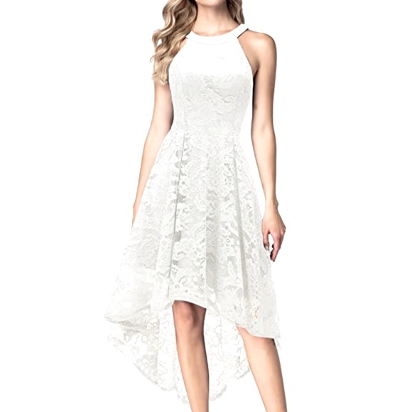 Dresses & Skirts - Halter Hi-Low Floral Lace Dress